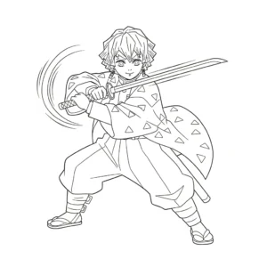 coloriage Zenitsu Agatsuma a imprimer pour enfant de 4 ans