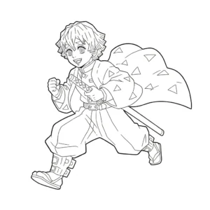 coloriage Zenitsu Agatsuma et apprentissage