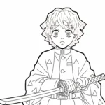 coloriage Zenitsu Agatsuma pour enfant de 2 ans