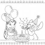 coloriage Stitch Anniversaire update à imprimer gratuit