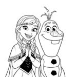 coloriage Anna et Olaf souriants à imprimer pdf gratuit