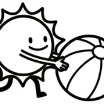 coloriage Ballon de plage à imprimer pour enfant de 6 ans