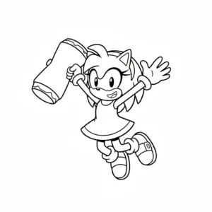 coloriage Amy Rose et découpage à imprimer