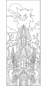 coloriage Gengar a imprimer pour enfant de 4 ans