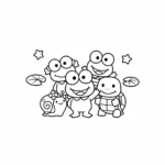 coloriage Keroppi avec ses amis a imprimer gratuitement