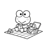coloriage Keroppi en pique nique a colorier en ligne gratuitement