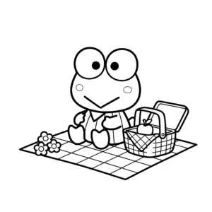 coloriage Keroppi en pique nique a colorier en ligne gratuitement