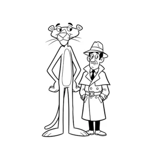 coloriage La Panthère Rose et son ami pour enfant de à imprimer