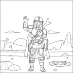 coloriage Mandalorian pour enfants à télécharger