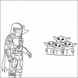 a imprimer coloriage Mandalorian gratuit