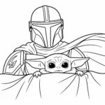 coloriage Mandalorian à imprimer pour enfant de 8 ans