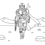 coloriage Mandalorian pour enfant de 6 ans