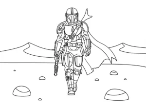 coloriage Mandalorian pour enfant de 6 ans