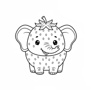 coloriage Strawberry Elephant a imprimer pour enfant de 4 ans