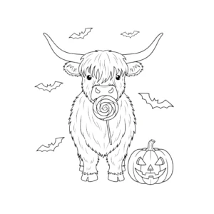 coloriage Vache des Highlands d’Halloween a dessiner en ligne