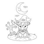 coloriage Vache des Highlands d’Halloween gratuit à imprimer