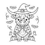 coloriage Vache des Highlands d’Halloween a dessiner en ligne