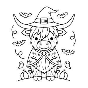 coloriage Vache des Highlands d’Halloween a dessiner en ligne