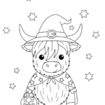 coloriage Vache des Highlands d’Halloween à imprimer gratuit