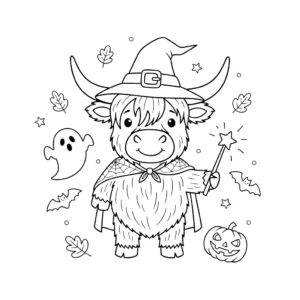coloriage Vache des Highlands d’Halloween a dessiner en ligne