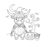 coloriage Vache des Highlands d’Halloween à imprimer gratuit