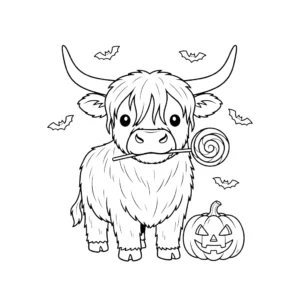 coloriage Vache des Highlands d’Halloween d