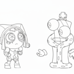 coloriage Pomni update pour enfant de 3 ans