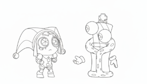 coloriage Pomni update pour enfant de 3 ans