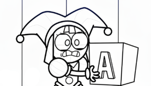 coloriage Pomni update a imprimer pour enfant de 4 ans