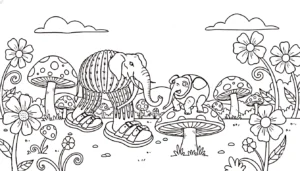 coloriage Cocofanto Elefanto pour enfant a imprimer gratuit