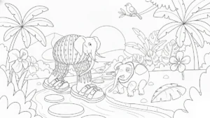 coloriage Cocofanto Elefanto et dessin a imprimer