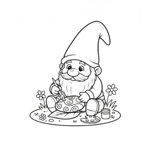 coloriage Gnome et apprentissage