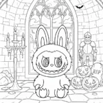 coloriage Labubu Halloween pour enfants à imprimer