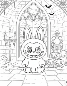 coloriage Labubu Halloween pour enfants à imprimer