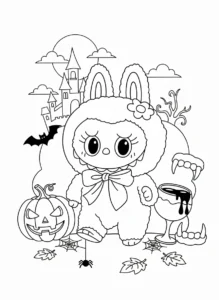 coloriage Labubu Halloween à imprimer pour enfant de 10 ans