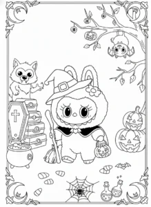 coloriage Labubu Halloween pour primaire