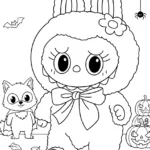 coloriage Labubu Halloween à imprimer pour enfant de 6 ans