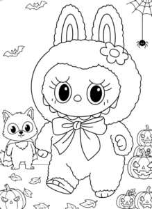 coloriage Labubu Halloween à imprimer pour enfant de 6 ans