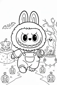 imprimer coloriage Labubu Halloween