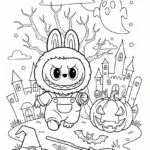 coloriage Labubu Halloween pour enfant de 4 ans
