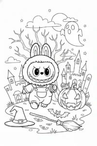coloriage Labubu Halloween pour enfant de 4 ans