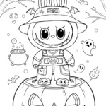 coloriage Labubu Halloween pour enfants à télécharger