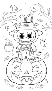 coloriage Labubu Halloween pour enfants à télécharger