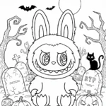 coloriage Labubu Halloween à imprimer gratuit