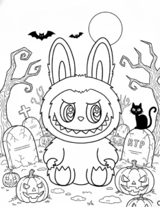 coloriage Labubu Halloween à imprimer gratuit