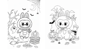a imprimer coloriage Labubu Halloween gratuit