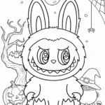 coloriage Labubu Halloween pour enfants a imprimer gratuit