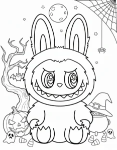 coloriage Labubu Halloween pour enfants a imprimer gratuit