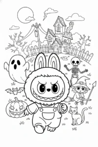 coloriage Labubu Halloween a imprimer
