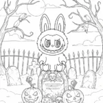 coloriage Labubu Halloween pour enfant a imprimer gratuit